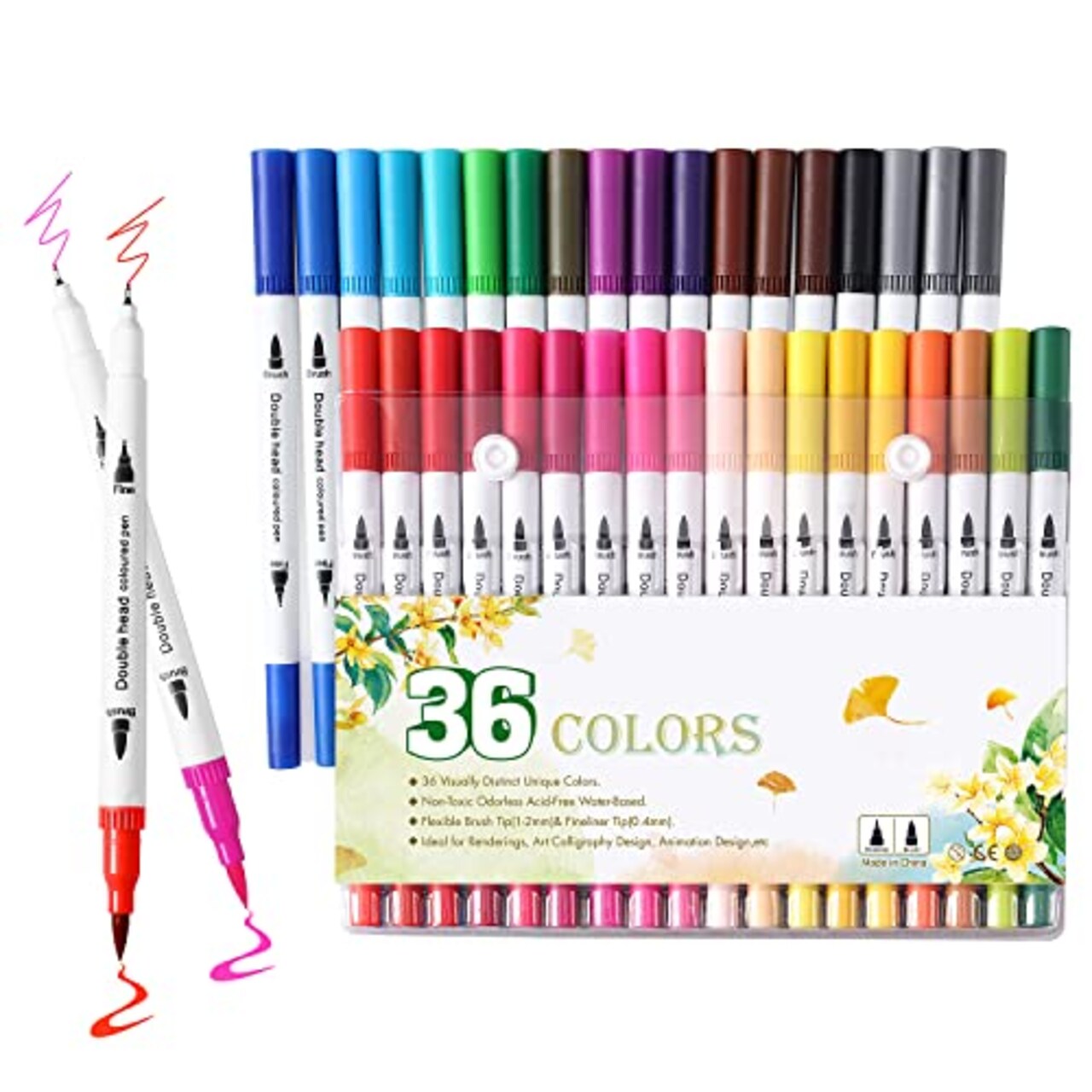 Upanic 36 Colors Brush Tip Markers for Adult Coloring,Coloring